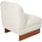 White Boucle Accent Chair with Brown Wooden Legs